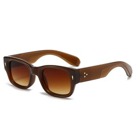 YAMEIZE Vintage Sunglasses for Men Women Square Retro Thick Frame Sunglasses UV400 Protection for Outdoor Driving Golf (Brown Brown), Brown