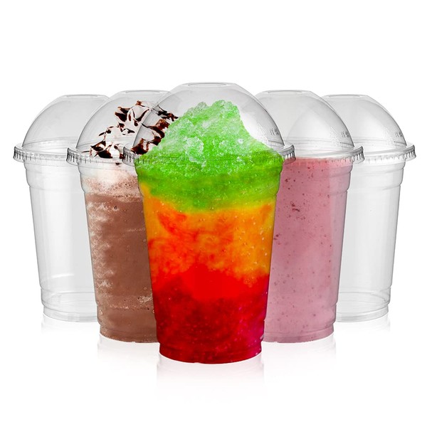 Signature Packaging Strong Plastic Smoothie Cups with Dome Lids -