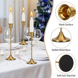 Candlestick Holders Taper Candle Holders, Candle Stick Holders Set of 6, Brass Candlestick Holder, Gold Candle Holder for Fireplace Wedding Party Dining