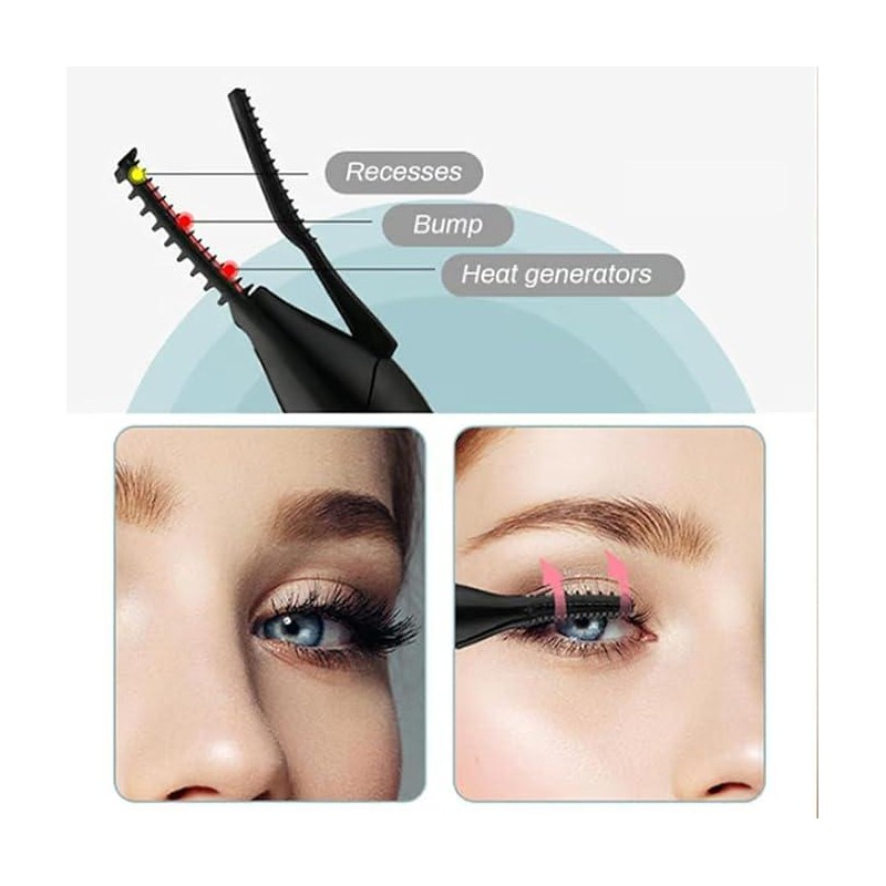 [Best Gifts]Long Lasting Heated Eyelash Curlers, Double-sided Electric Eyelash Curler