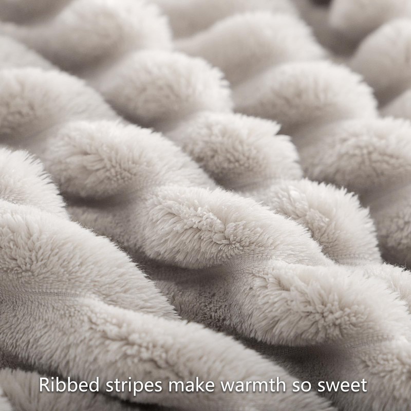 RUIKASI Fleece Throw Blanket for Sofa - Single Fluffy Beige
