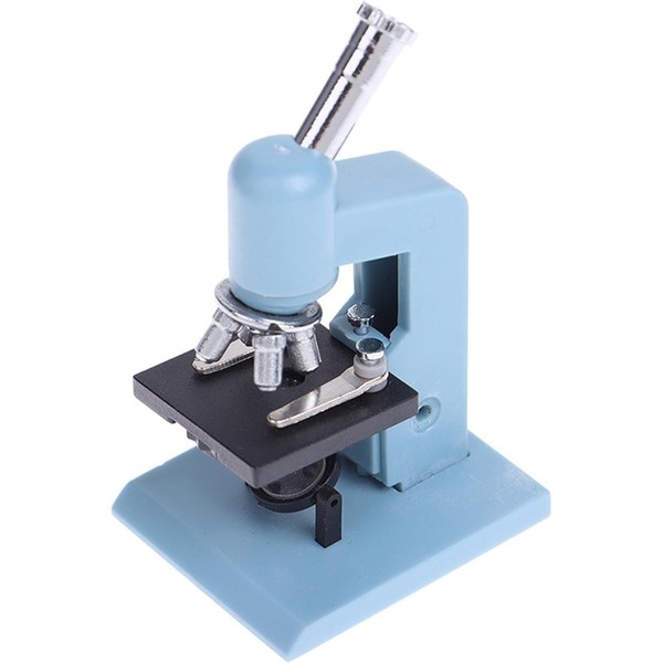 Blue Miniature Microscope, Plastic Dollhouse Mini Laboratory Tool for Dollhouse