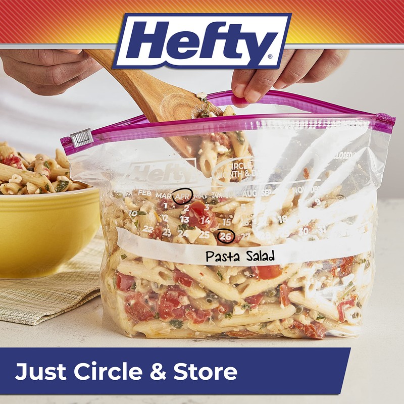 Hefty Slider Calendar Storage Bags, Half Gallon Size, 32 Count