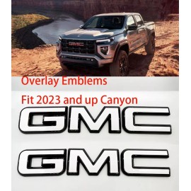 Auto Front & Rear GMC White Black OVERLAY Emblem Badge Fit 2023+ GMC Canyon