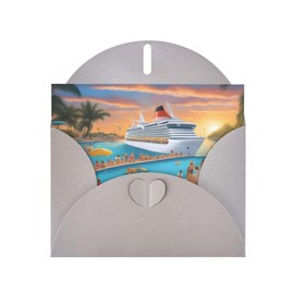 WHJSHOP Pool Party Cruise Ship Prints Greeting Card - Premium Pearlescent Paper, Double Sided Pearl Effect, Love Buckle Pearl Paper Envelope