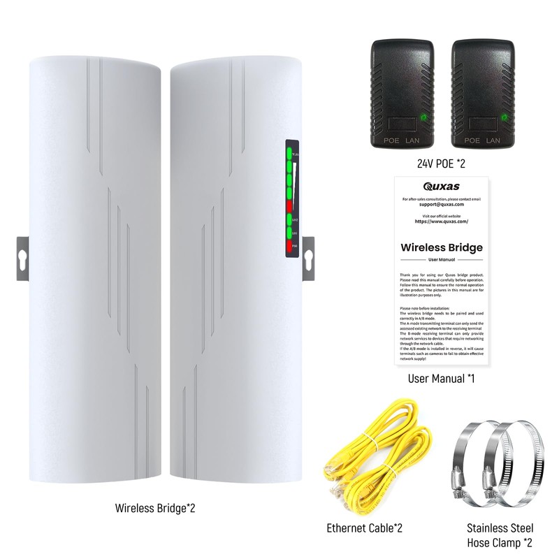 Quxas CPE820 Long Range Wireless Bridge - 1.86 Mile (3KM)