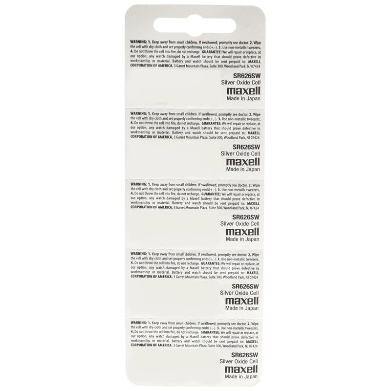 Maxell SR626SW 377 Silver Oxide Watch Battery 5 Pack