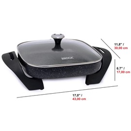 Starfrit The Rock Electric Skillet - 12" x 12" - Rock.Tec Non-Stick Cooking Surface - Tempered Glass Lid - 1200W