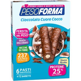 Pesoforma Barrette Cioccolato Cuore Cocco- Pasti sostitutivi dimagranti SOLO 235 Kcal - Ricco in proteine - 6 pasti