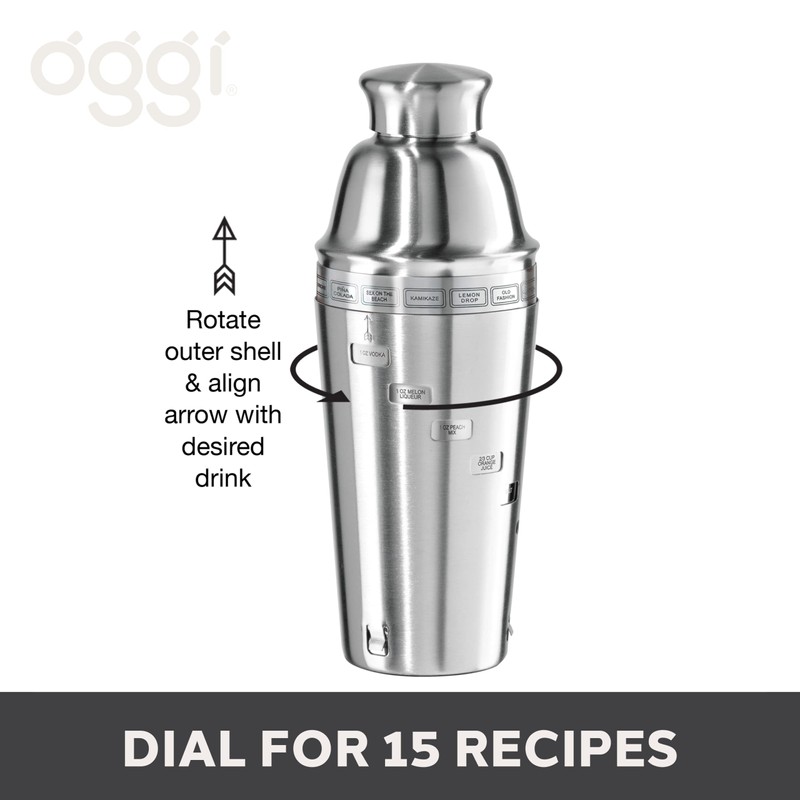 OGGI Dial A Drink Cocktail Shaker - Warm Gray, 15