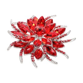 PATIKIL Rhinestone Flower Brooch Pins, Fashion Crystal Flower Brooch Pin Lapel Pins for Women Suits Clothes Dress Bouquet Coat Hat Bag Craft Party, Red