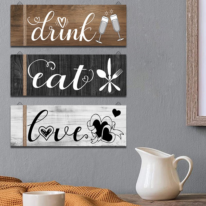3Pcs Wall Decor Wooden Hanging Wall Sign Wooden Wall Art