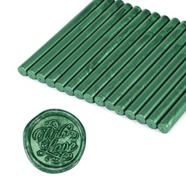 Yoption 15 Pieces Glue Gun Sealing Wax Sticks for Wax Seal Stamp, Great for Wedding Invitations, Cards, Envelopes (Metallic Green)