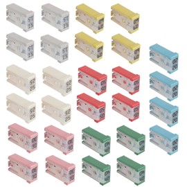 JAMHER 15A 20A 25A 30A 40A 50A 60A 32V Mini Slotted Automotive MCASE Shaped Cartridge Fuse Kit(Pack of 28pcs,4 for Each Model)