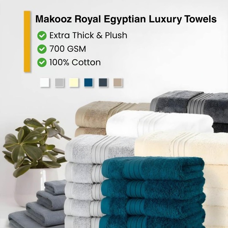 Makooz Premium 700 GSM Hand Towels for Bathroom 2 Pack