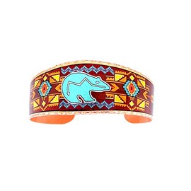FRONT LINE JEWELRY Artisan-crafted Tribal Cuff SW Native American Bracelets Heartline Zuni Bear Bracelets Copper Cuff Bracelets for Unisex BSJ-706