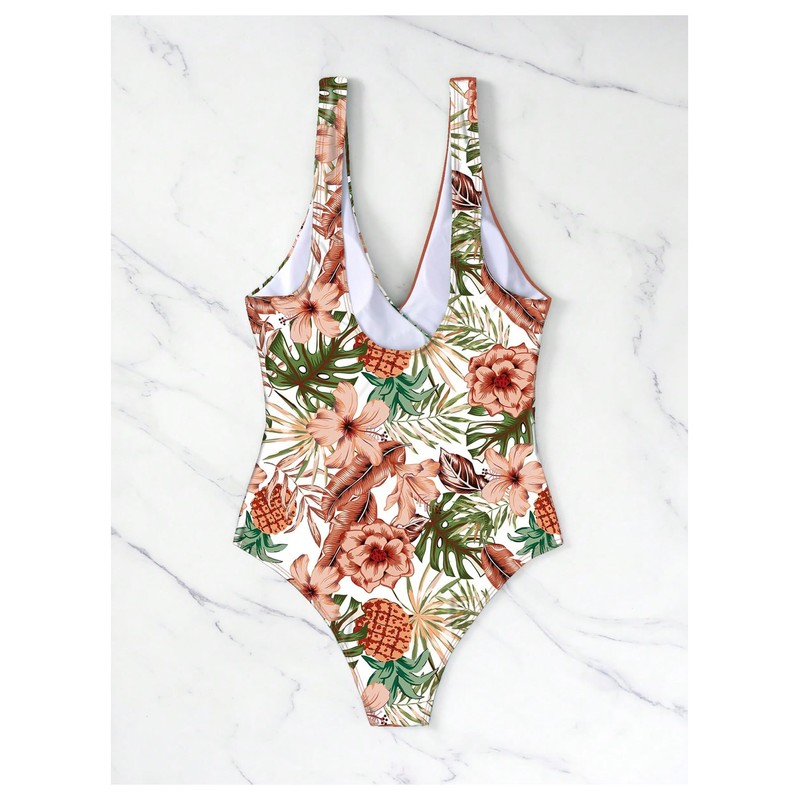 WDIRARA - Traje de baño monokini con tirantes delgados para