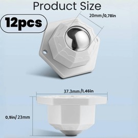 Weploda Pack of 12 Castors for Furniture, 360° Ball Castors for Furniture, Load Capacity 50 kg Ball Castors, Heavy Duty, Furniture Gliders for Heavy Furniture (with Screws)