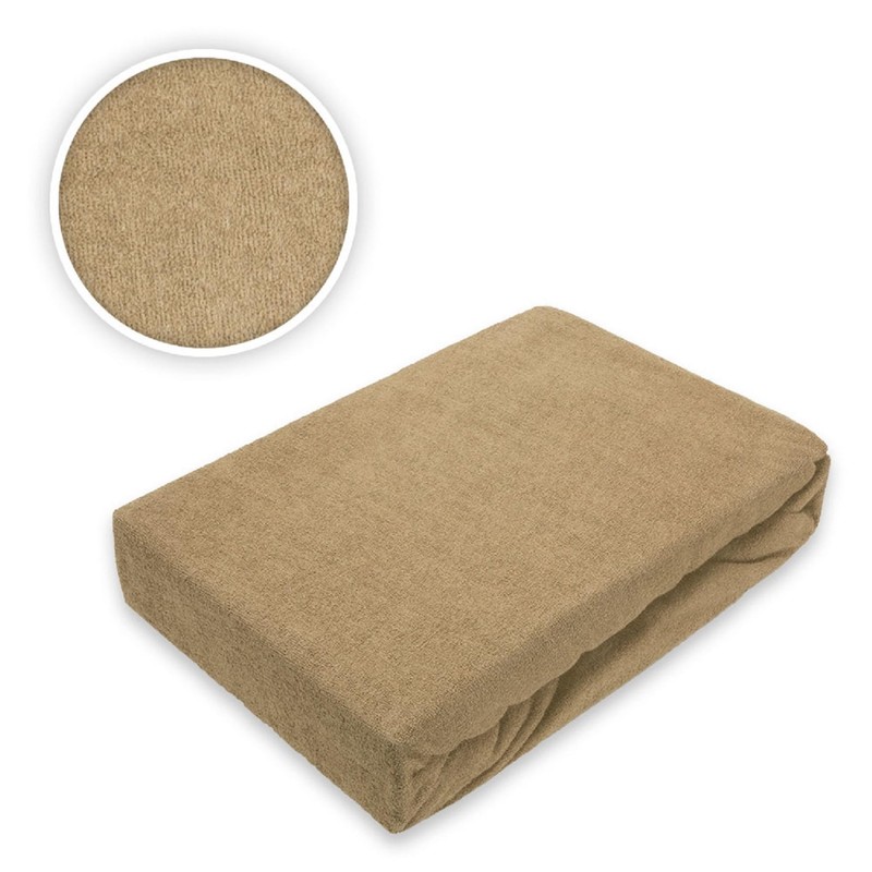 Exclusive home textile terry towelling fitted sheet premium brand., sand,