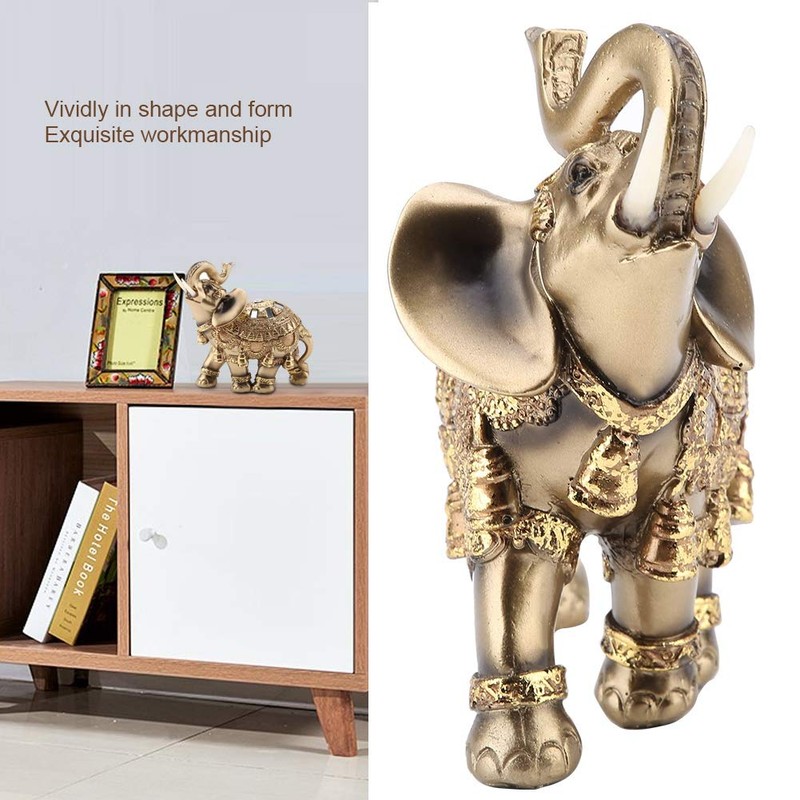 Elephant Statue, Lucky Feng Shui Golden Elephant Statue Sculpture Wealth