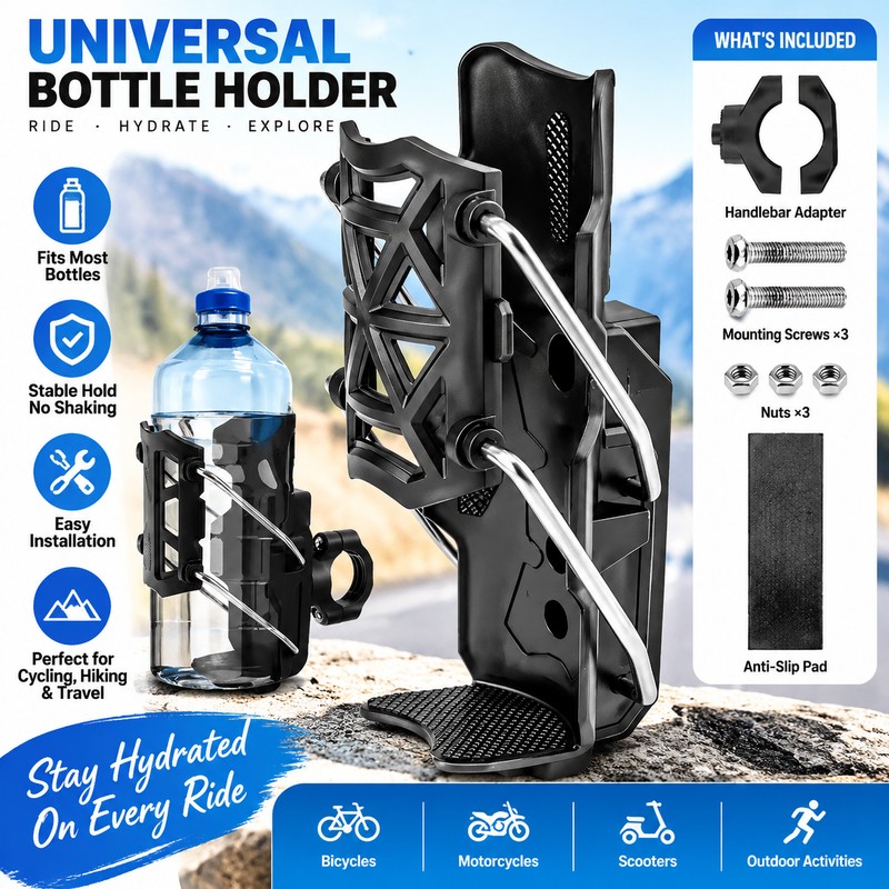Motorcycle & Bike Cup Holder for Handlebar – Automatic Clamping