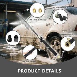 Jet Nozzle for Garden Hose, High Pressure Hose Nozzle with 2 Different Nozzles and Quick Connectors for Car, Patio, Window Washing (Blue)