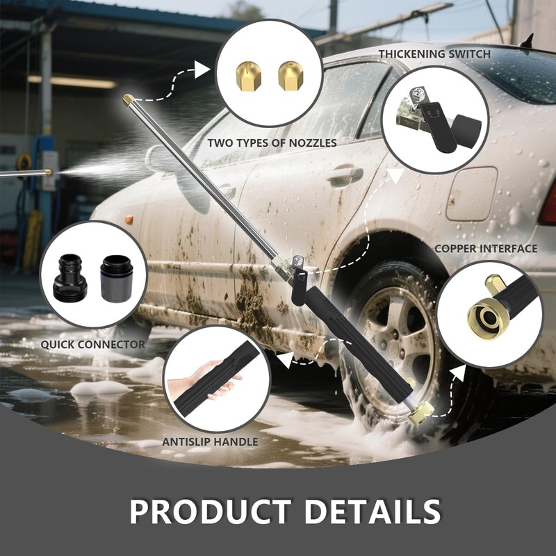 Jet Nozzle for Garden Hose, High Pressure Hose Nozzle with