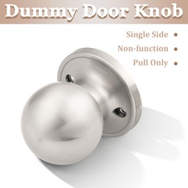 Probrico(10 Pack Round Satin Nickel Single Dummy Door Knobs, Individual Non-Turning Dummy Door Knob Single Side, Interior Door Knobs, Easy Installation