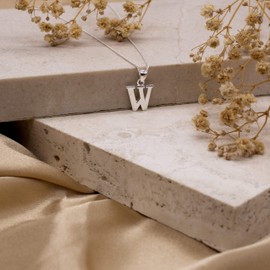 Tuscany Silver Women's Sterling Silver Initial W Pendant on Curb Chain of Length 46 cm/18 Inch