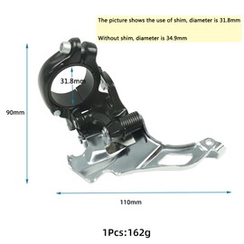 CYSKY Mountain Bike Front Dearilleur 3 Speed, Compatible with Top or Bottom Routing, Support 31.8mm/34.9mm Seat Tube Diameters for MTB Mountain Bicycle