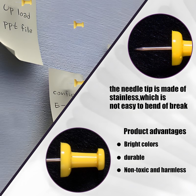 VAPKER Push Pins Tacks 120Pcs Solid Yellow Thumb Tacks Larger