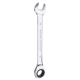 HARFINGTON Ratcheting Wrench 15mm Metric 12PT Cr-V Polished Chromed Ratcheting Double End Combination Wrench with 72 Tooth and 5° Movement Industrial Grade Gear Spanner Tool for Repair