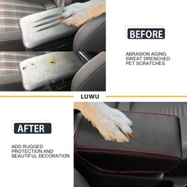 LUWU Compatible with Seat Ibiza 6F FR KJ 2018+ / Seat Arona KJ7 FR 2017-2021 2022 UK Car Armrest Cover,Armrest Box Cover Center Console,Arm Rest Cover Pad Leather Cover Auto Accessories (Red)