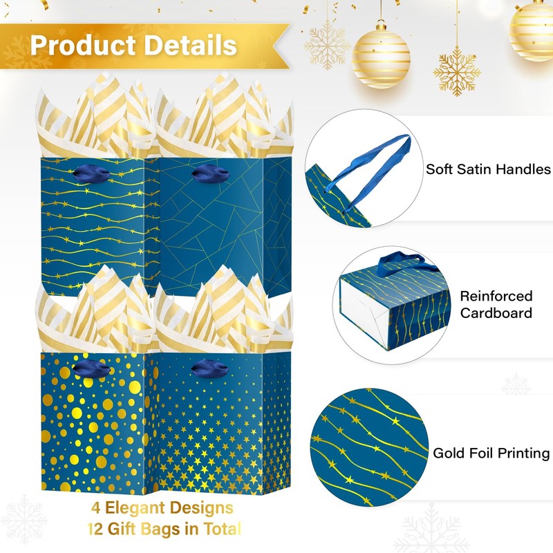Ranfashiong 12 Pcs Sets 4.7”x4“x2.3” Small Bag with Tissue Paper