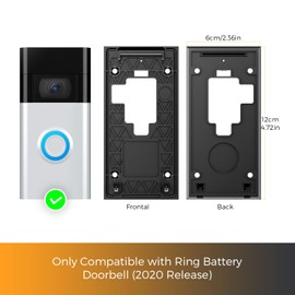Augstci No-Drill Doorbell Mount for Ring Doorbell 2nd Generation (2020 Release) – Replacement Mounting Bracket Kit with Strong Sticky Pad for Doors, Walls, Apartments, Homes, Offices