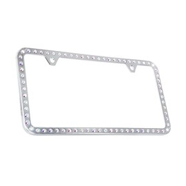 Bling License Plate Frame with 72 Elegant Crystals Channel Set Into a Quality Chrome Plated Zinc Alloy Frame - Sparkles Like Diamonds Glitter and Rhinestones - Sold as Qty 1