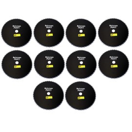 Raisman 10 Inch Diameter 80 Teeth Brush Cutter Blade with 1 Inch Arbor Hole (Pack of 10)