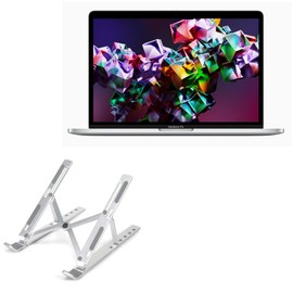 BoxWave Stand and Mount Compatible with Apple MacBook Air (13-inch M2 2022) - Compact QuickSwitch Laptop Stand, Portable Multi Angle Viewing Foldable Riser - Metallic Silver
