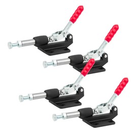 POWERTEC 20318-P4 Push Pull Toggle Clamp 305CM - 500 lb Heavy Duty Holding Capacity, Plunger Stroke Clamp w Flange Base Plate, 4PK
