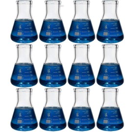 Karter Scientific 50ml Narrow Mouth Erlenmeyer Flask, Borosilicate Glass, Heavy Duty Rim, Thick Wall, Karter Scientific 213G18 (Pack of 12)