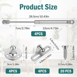 RAFIYU Pack of 4 Gas Spring Flap Fitting Gas Pressure Damper 200 N/20 kg Universal Furniture Damper Gas Spring Hydraulic Gas Lift for Flaps Cabinet Door Kitchen Cabinet