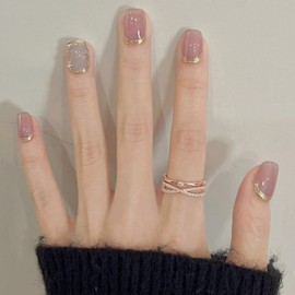 [Overseas] 2025 Fall Nail Art 2025 New Year Style Fall and Winter Pure Hand-Wearing Nails Short Student S-code/short square 4ea