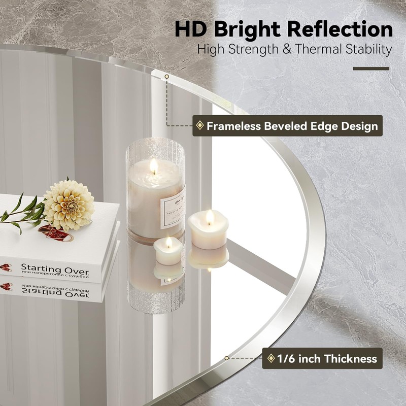 Brightify Oval Bathroom Mirrors for Over Sink, 24x40 Frameless Bathroom