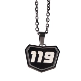 Motocross Number Necklace - Pendant for Dirt Bike and Motocross Racing - 3 Digit Chain - Racing Number Jewelry and Chain (Black)