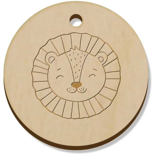 Azeeda 11 x 34mm 'Lion's Head' Wooden Pendants/Charms (PN00069669)