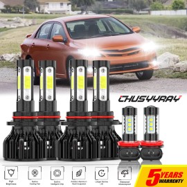 For Toyota Corolla 2009 2010 2011 2012 2013 6x LED Headlight Hi/Lo+Fog Light Set
