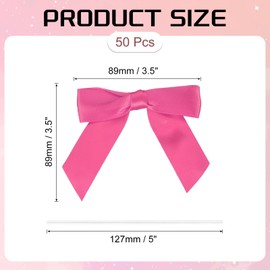 PATIKIL 50 Pcs Satin Ribbon Twist Tie Bows 3.5 Inch Small Craft Bows for DIY Gift Wrapping Champagne Bottle Wedding Christmas Birthday Decor, Pink