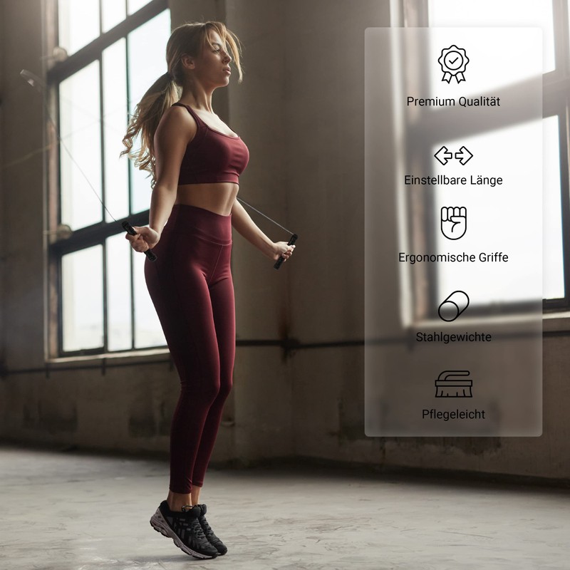 Professional Studio Quality Steel Skipping Rope with Removable Weights