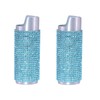 Silver Lighter Sleeve Case with Aqua Marine Rhinestones LS53