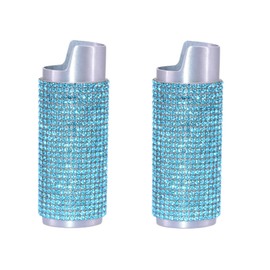 Silver Lighter Sleeve Case with Aqua Marine Rhinestones LS53